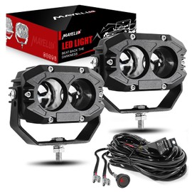 MAYELLO 4-Inch LED Pod Light - 60W Square, Spot Lens Beam, Offroad/Fog, Wiring Harness for Wrangler, Truck, SUV, ATV, UTV, Car, Boat