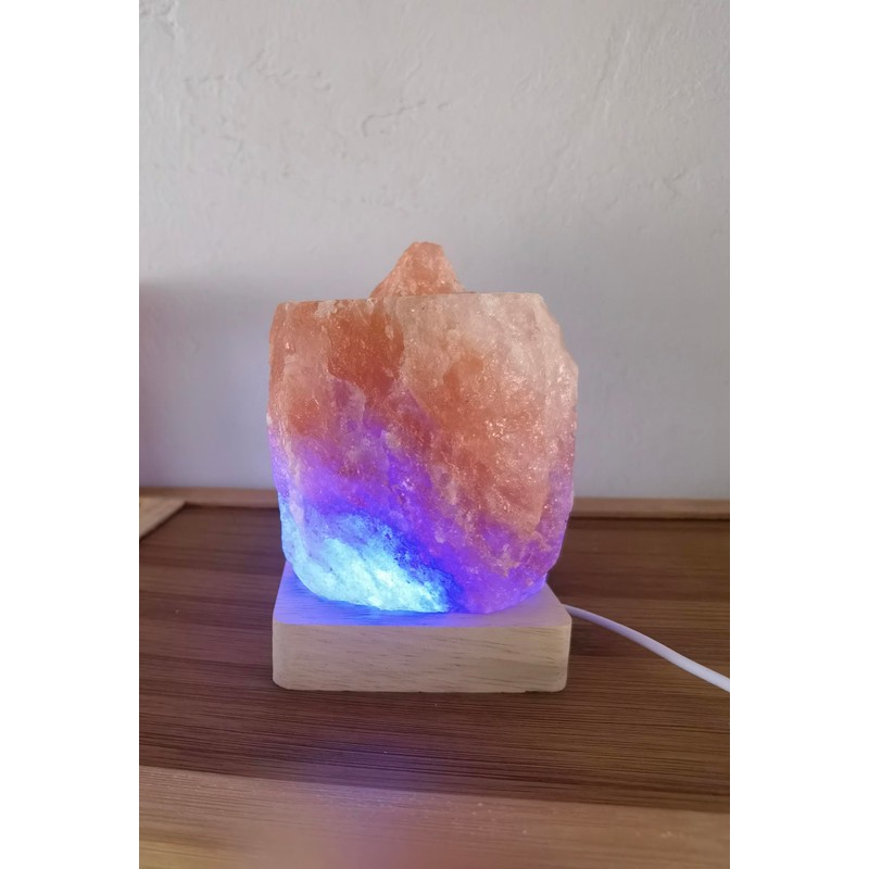 YZYOE USB Colour Gradient Himalayan Salt lamp,Solid Wood Based Atmosphere