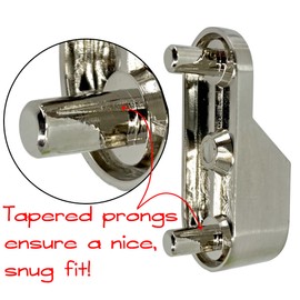Oval Closet Rod End Supports w/Rear Facing 5mm Pins | 15mm x 30mm |2 Pack | Satin Nickel
