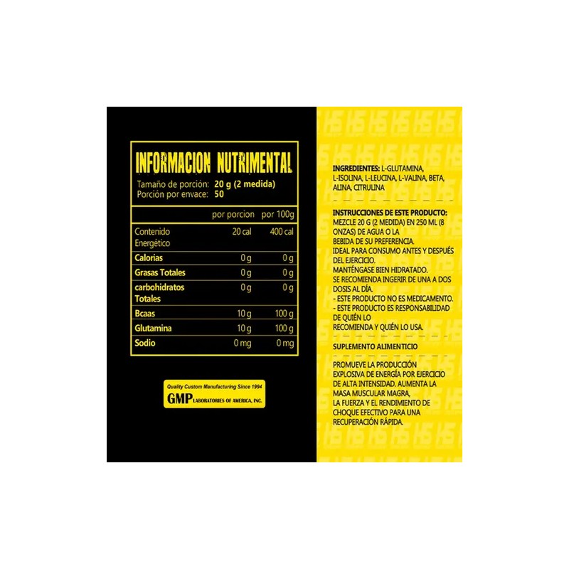 Aminoácidos en Polvo BCAAS Glutamina Hiper Sport Sabor Mango 1kg