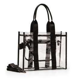 Blustrio Clear Bag for Stadium Events Large Clear Tote Lunch Bag with Strap for Work, Concert, Sports, Beach