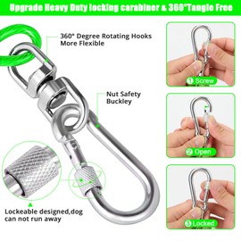 jenico Dog Tie Out Cable, 10/15/20/30/40/50/70/100/150FT Dog Runner Cable with Swivel Hook and Shock Spring, Dog Leash Run Tether for Yard Outdoor and Camping,for Small to Medium Pets Up to 500 LBS