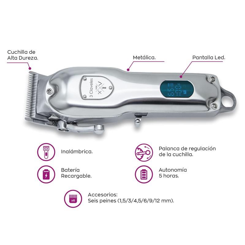 Professional Hair Clipper, 3 Wireless Nails