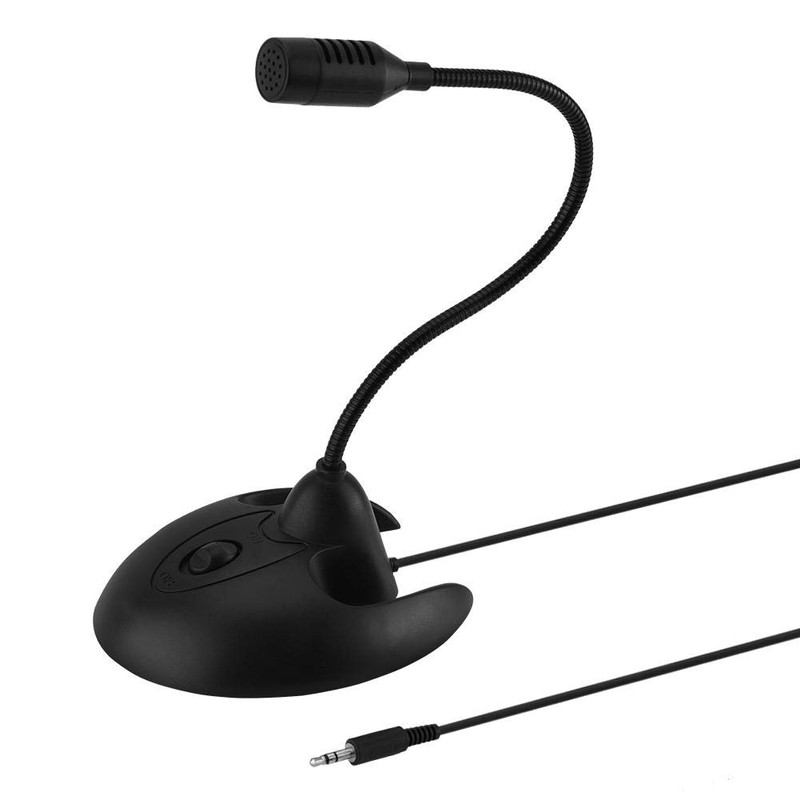 Diyeeni Flexible Dekstop Microphone, Stand Microphone 3.5 mm PC Table