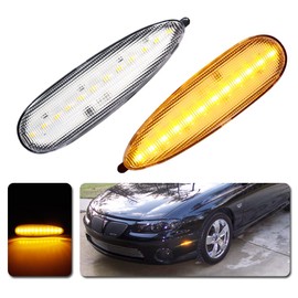Tonsya Full Amber Led Light White Clear Lens kit Compatible With 2004 2005 2006 Pontiac GTO Assembly Replacement Front Bumper Passenger Side Marker Lamp