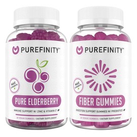 PUREFINITY PUREFINITY Fiber + Elderberry Gummies Bundle (Inulin FOS Prebiotic Fiber Gummies + Double Strength Elderberry Gummies with Zinc & Vitamin C)