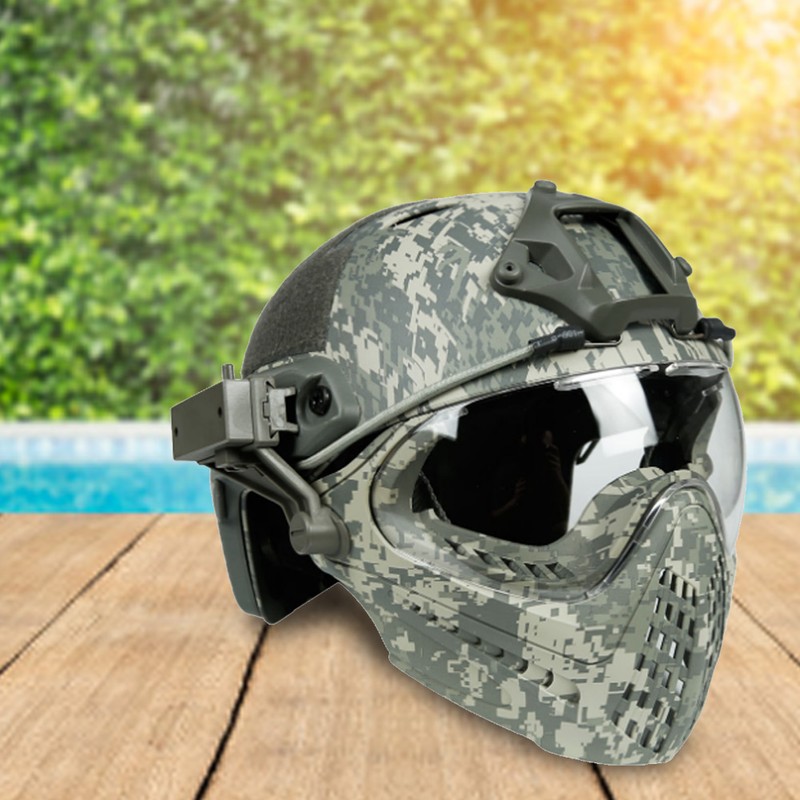 Camouflage Simple Assemble Disassembly Integrated Protection Tactics Helmet with Face