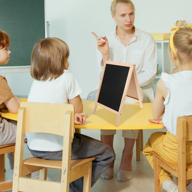 Toyvian Standing Art Easel for Kids - Double-Sided Wooden Blackboard,