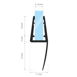STEIGNER Shower Seal 30cm Glass Thickness 6/7/8mm Straight PVC Replacement Shower Seal UK55