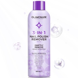 Glamonade Acetone Nail Polish Remover: Professional Soak off Gel Nail Polish Remover Enriched with Natural Grape Seed Oil 16 Fl Oz for Gel Acrylic Nail Glue Dip Powder for Home Salon