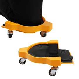 Hteedy 1 Pair Rolling Knee Cart, Adjustable Straps Portable Creeper Rollers w/3 360° Castors Each, Movable Knee Dolly Knee Pad for Auto Repair Gardening Construction Projects (Yellow)