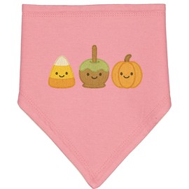 inktastic Cute Fall Candy Corn Caramel Apple Pumpkin Faces Baby Bandana Bib Mauve and Natural 46402