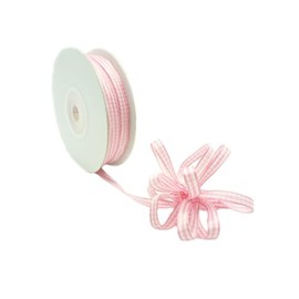 1/4" X 25Yard Gingham Pull Bow String Ribbon Pink Baby Shower Favor Decorating