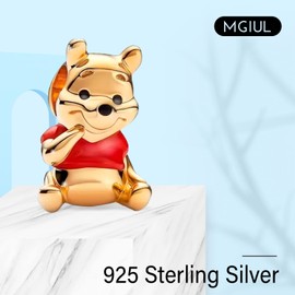 MGIUL Cute Bear in Red Charm Beads for Women Bracelets Necklaces 925 Sterling Silver Pendants Jewelry Gift
