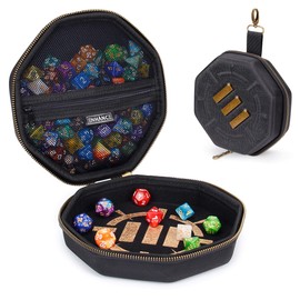 ENHANCE DND Dice Tray and Case - DND Dice Holder for up to 150 D&D Dice with Rugged Hard Shell Exterior and Protective Soft Interior - Rolling Tray Perfect for Game Night (Black)