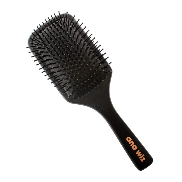 Large wooden paddle hair brush with reusable brush bag, perfect for straight and wavy hair of all lengths, detangles knots for an elegant finish.