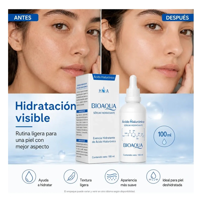 Bioaqua 100 Ml Sérum Ácido Hialurónico Facial Hidratante