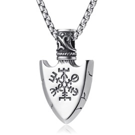 WESTMIAJW Viking Jewellery for Men Norse Vegvisir Compass Amulet Pendant Necklaces Chain Jewellery 60cm