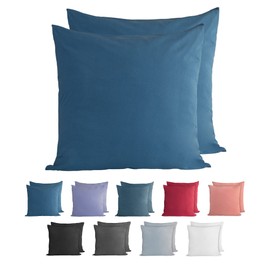 Komfortec 100% Cotton Cushion Covers, Set of 2, 40 x 40 cm, Super Soft Premium Jersey Pillowcase 150 g/m², Cushion Cover, Deep Sea Blue