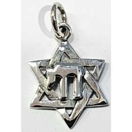 The Silver Jewelry Guy Star of David with Chai Pendant 925 Sterling Silver