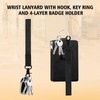 Double-Sided Zipper Badge Holder with Clear ID Window, Wrist Lanyard,