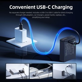 llano LP-E12 Battery 750mAh with USB-C Port, Compatible with Canon EOS-M, EOS M2, EOS M10, EOS M50, EOS M50 Mark II, EOS M100, EOS M200, SX70 HS, Rebel SL1 Digital Cameras - Black