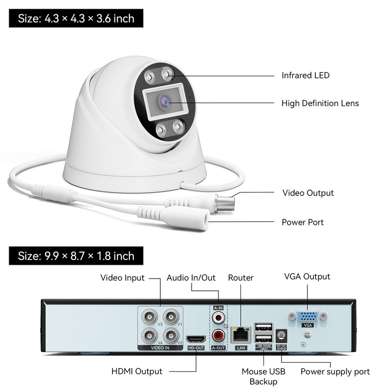 VORGUT 5MP Lite Security Camera System with 500G Hard Drive,