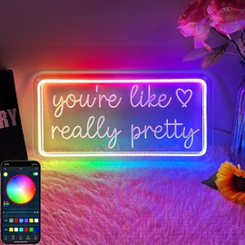 You're like really pretty neon sign Corloful,LED Neon Light for Wall,You're like really pretty Light up Sign,Wall Decor for Bedroom Coffee Bar Restaurant Man Cave Game Room Girls Birthday Gift