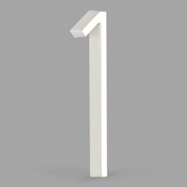 Hasware Floating House Number Sign, 12 cm, Modern Door Numbers, Signage, Plaque, Street, Home Address, Numbers (White, 1)