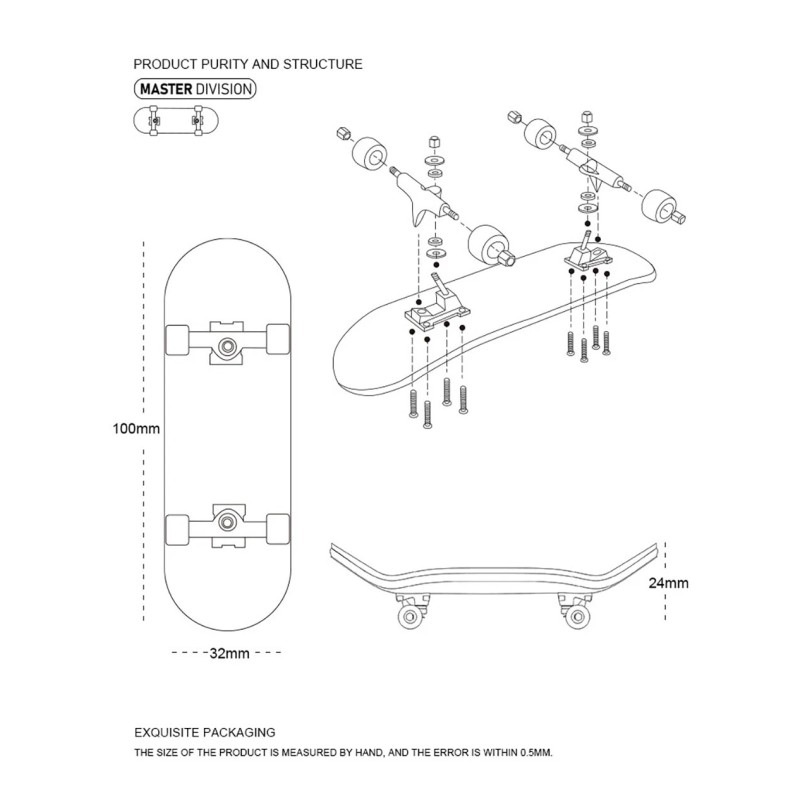 Unbranded Fingerboard Fingerskateboa - Skeleton