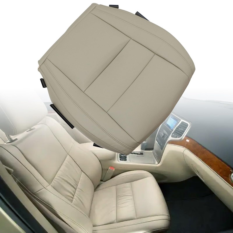 SecosAutoparts Front Driver Side Bottom Non-Perforated Leather Replacement Seat Cover
