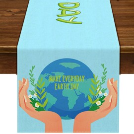 Nepnuser Earth Day Table Runner 72 Inches Long for Earth Day Party Decoration Environmental Protection School Classroom Home Decor