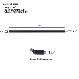 SHENGQINGTOP M10 Threaded Extension Rod with Sloped Ceiling Adapter Kits for Pendant Light, Island Lighting, Black