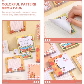 KICHOUSE Notas Adhesivas Papel Autoadhesivo Reutilizable Cuadradas Diseño Colorido en Kit de 8 Blocs para Mensajes y Recordatorios para Oficina y Escuela