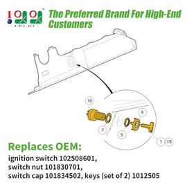 10L0L Golf Cart Starter Ignition Switch for Club Car Precedent 2004+ Electric Golf Cart, with Standard Keys, OEM# 10250860, 11012505