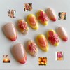 Luxury Press on Nails Short Almond Handmade 3D Unique Reusable