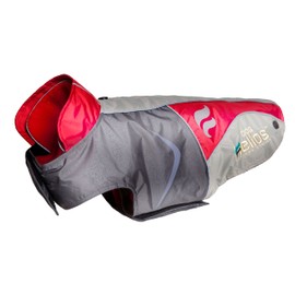 DOGHELIOS 'Lotus-Rusher' Waterproof 2-in-1 Pet Dog Jacket Coat with Removable Polar Fleece Lining w/ Blackshark technology, X-Small, Red, Charcoal Grey, Light Grey