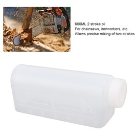 Locadence 2PCS 600ML 2 Stroke Petrol Fuel Oil Mixing Bottle, 7.5 X 3.1 X 2 in Nylon Plastic Oil Mixing Bottle Container, Petrol Fuel Mix Bottle for Garden Chainsaws Strimmer, Ironworking Machines