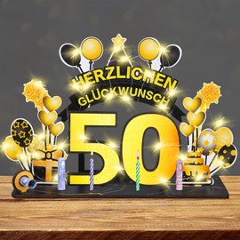 50 Geburtstag Mann Frau, LED Geldgeschenke Geburtstag Deko 50. Geburtstag Mann Frau, Holz-Schild Gästebuch Geburtstag Geschenke zum 50 Geburtstag Frau Mann Geburtstagsgeschenk für Frauen Männer
