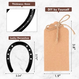 Moxweyeni 40 Pcs Lucky Horseshoes with Tags Western Cowboy Party Decorations Rustic Horseshoes Gifts Set for Vintage Wedding Birthday Western Themed Horse Party Decor(Black)
