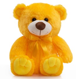 WENMOTDY - Oso de peluche de peluche de color súper para niños, novia, familia, felicitaciones, baby shower, cumpleaños, amarillo, 14 pulgadas