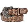 HOOEY Women's Original Embossed Floral Filigree Western Belt Brown Large
