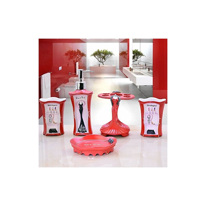 5 Piece Bathroom Accessories Set, Collection Bath Set Features Soap