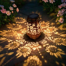 Dragonfly Solar Outdoor Lantern, Waterproof Hanging Solar Lights for Outside, Garden Decor Gifts for Women Mom Grandma, Metal Sunflower Light Decorative Yard, Patio, Lawn, Porch