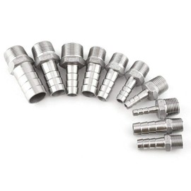 Hose Barb Hose Barb Stainless Steel SS304 Male Thread Coupling Fitting Connector BSP for Many Different Pipes 1/8-1/2 (1/2 x 12mm)