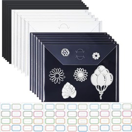 68 Pieces Dies and Stamp Storage 10 Pieces Plastic Clear Envelope & 10 Pieces Rubber Magnetic Sheets & 48 Pieces Label Stickers for Card Making Cutting Dies Stencil Organizer Holder for DIY Scrapbook