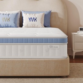 Yaak Twin Mattress 12 Inch, Hybrid Mattress in a Box Twin Size, Individual Pocket Spring Single Bed with Breathable Memory Foam, Pressure Relief, Medium Firm for Teenages and Kids