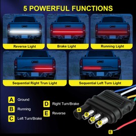YUGUANG 60 Inch Truck Tailgate Light Bar, Double Row LED Tailgate Light Strip with Red Running Brake Lights Turn Signal White Reverse Light
