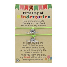 ZMANYIJEW 2022 Back to School Gift Bracelet Kindergarten First Day Bracelet Mom and My Mom Daughter Wishing Bracelet Set Mom and Me First Day of School Jewelry Gifts (green, Stainless Steel)