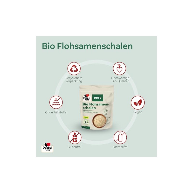 Doppelherz Pure Organic Psyllium Husks | Tasteless - To support